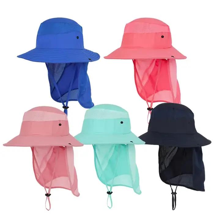 Chapeau de soleil Udissolve 50+ pour enfants avec visière large et rabat de cou protection UV occasionnelles spéciales pour garçons filles polyester résistant et confortable