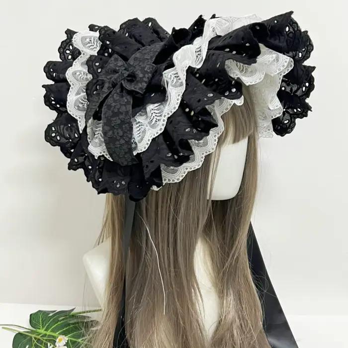 Lolita Han Yang chapeau de paille éclectique BNT dentelle fleur nœud papillon