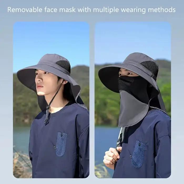 Chapeau de pêcheur protection UV chapeau de soleil pour hommes et femmes voyage en plein air chapeau de protection du visage polyestère été extérieur style élégant occasions spéciales