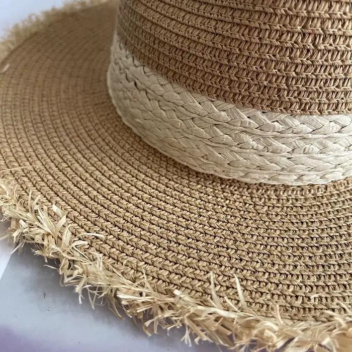 Chapeau de soleil anderà bord frangé pour femme