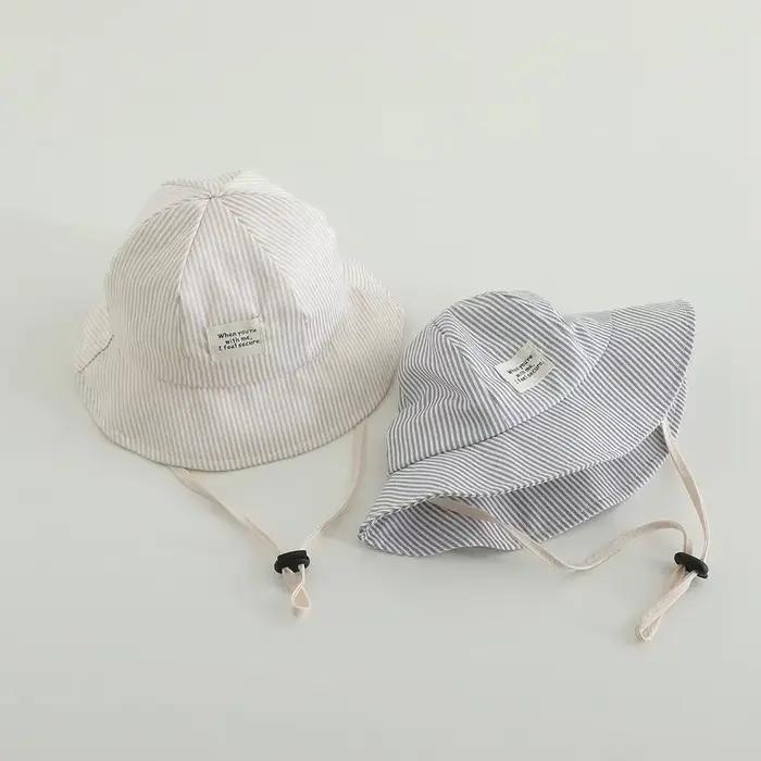 Nouveau Panama été rayé enfants seau chapeau bébé garçons et filles plage