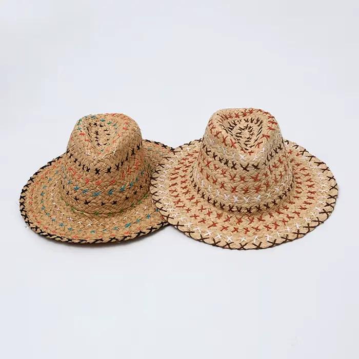 Chapeau en paille de raphia tissé à la main pour femme