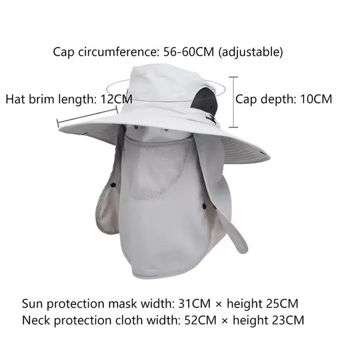 Nouveau Chapeau de Pêche Intégral Anti-UV avec Masque Intégré