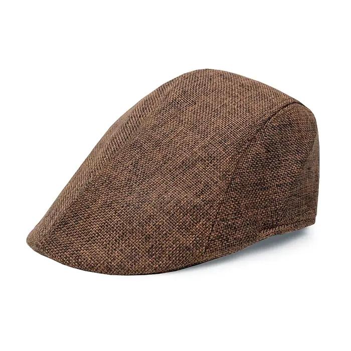 Hommes bérets casquette Style britannique 2024 nouveau automne été lin chapeaux mode casquettes plates classique