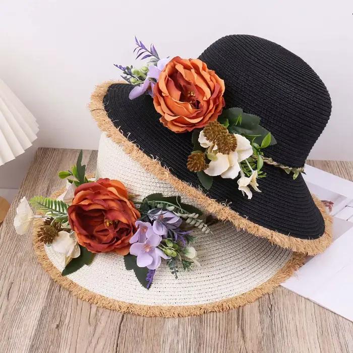 Chapeau de paille à large bord pour femmes