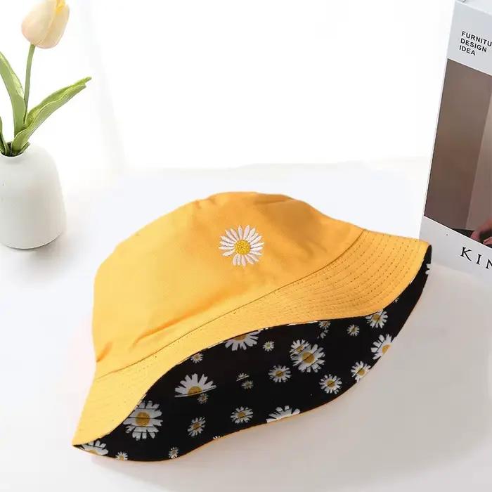 Chapeau de pêcheur Double face à petites fleurs de marguerite