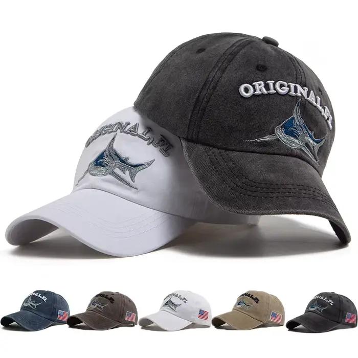 Casquette de baseball unisexe à motif requin drapeau national