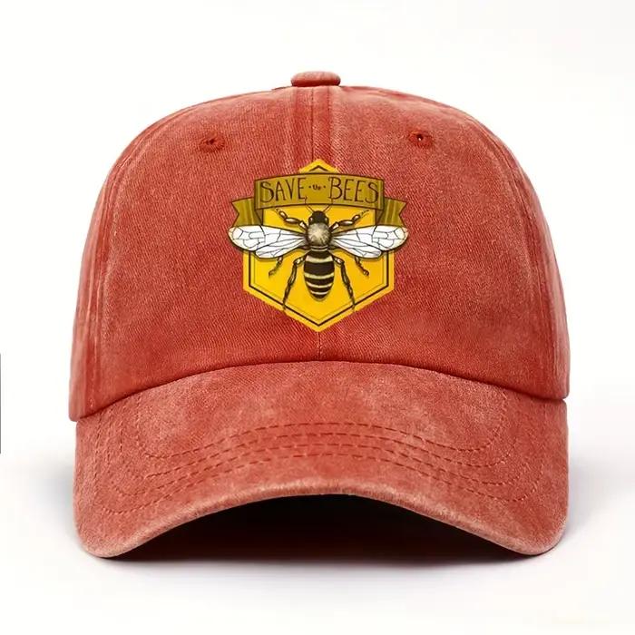 Casquette de baseball imprimée d'abeilles unisexe en polyester pour homme et femme, style décontracté, saison quatre saisons, option réglable