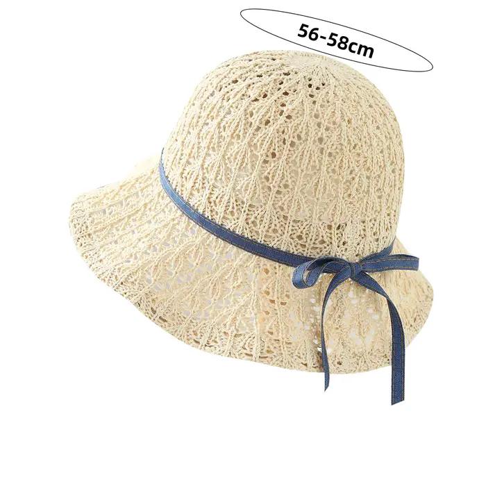 Chapeau de paille tressé creux de style coréen