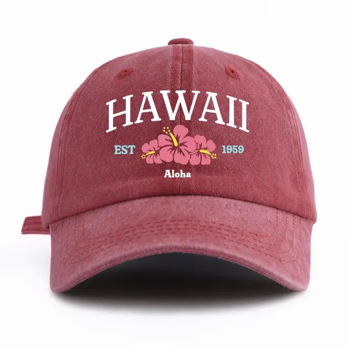 Casquette de Baseball délavée imprimée HAWAII pour adultes