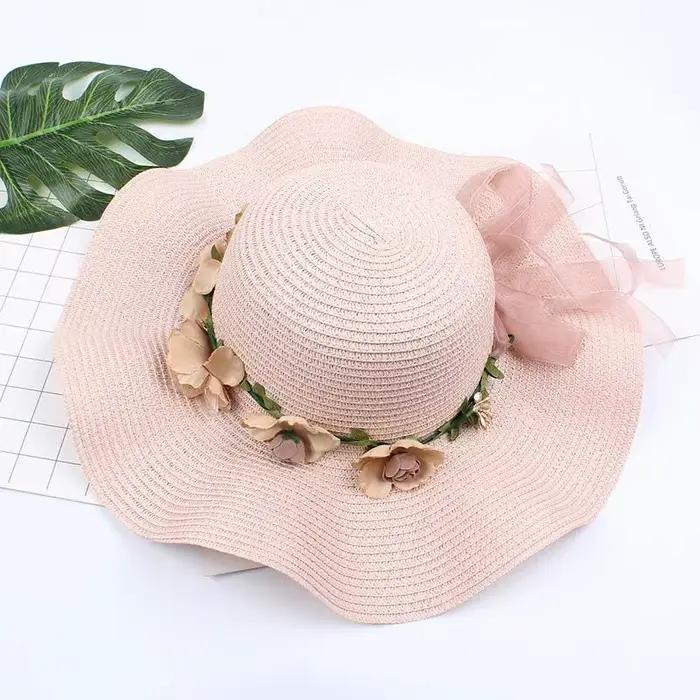 Chapeau de paille ondulé pour femmes
