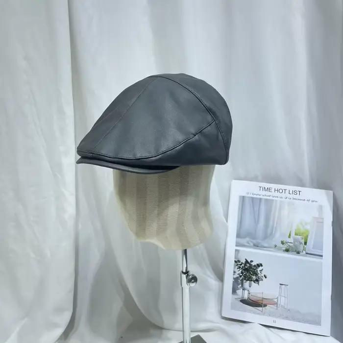 Béret rétro en simili cuir PU japonais violet pour hommes et femmes, style avant-garde, occassions extérieures printemps automne sportifs