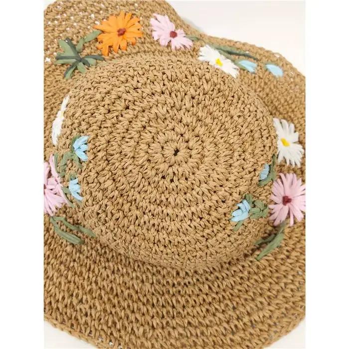 Chapeaux de paille colorés à fleurs pour femmes