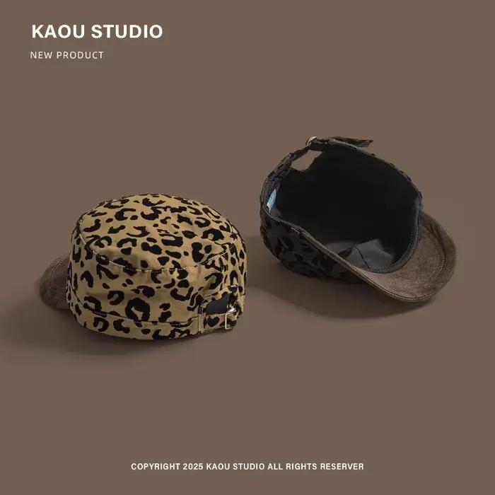 Maillard Style rétro imprimé léopard casquettes de Baseball femmes montrer visage petit printemps automne rue tendance polyvalent Hip Hop plat chapeau haut-de-forme
