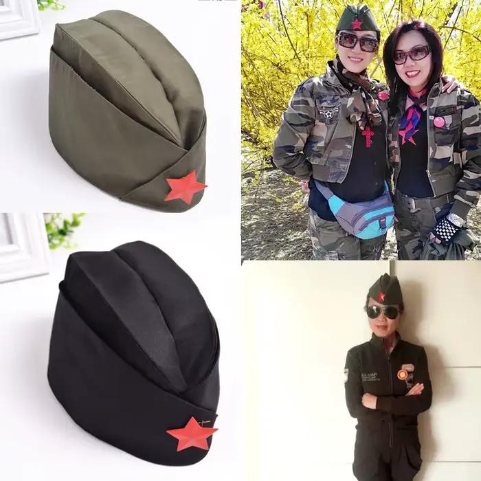 Chapeau militaire moderne unisexe avec badge de camouflage vert et autres couleurs pour femmes et hommes occasions de cosplay et scène