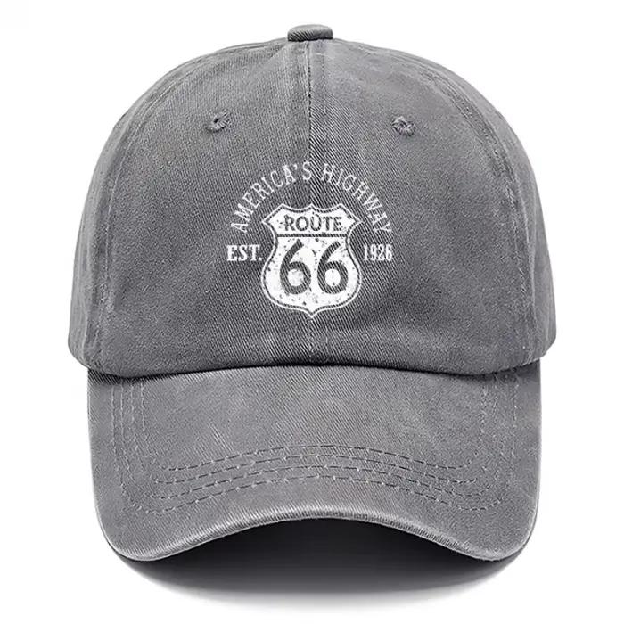 Casquette vintage style Route 66 imprimée et délavée