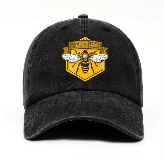 Casquette de baseball imprimée d'abeilles unisexe en polyester pour homme et femme, style décontracté, saison quatre saisons, option réglable