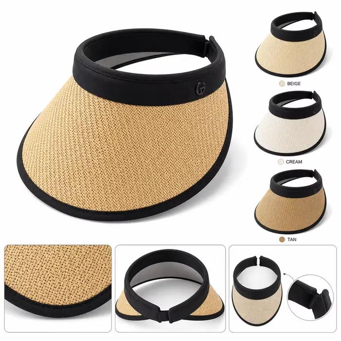 Chapeau de soleil élégant en paille à larges bords