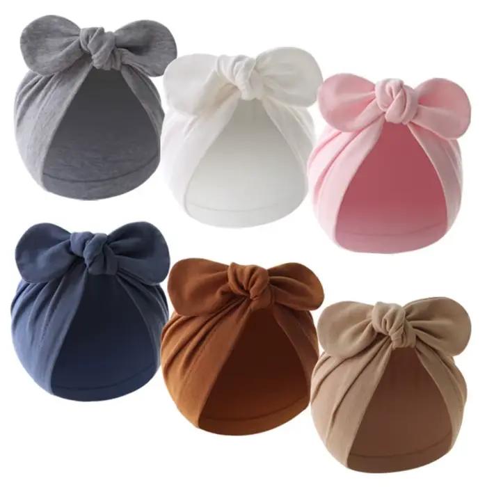 Bébé filles garçons chapeau mignon fleur noeud oreilles de lapin