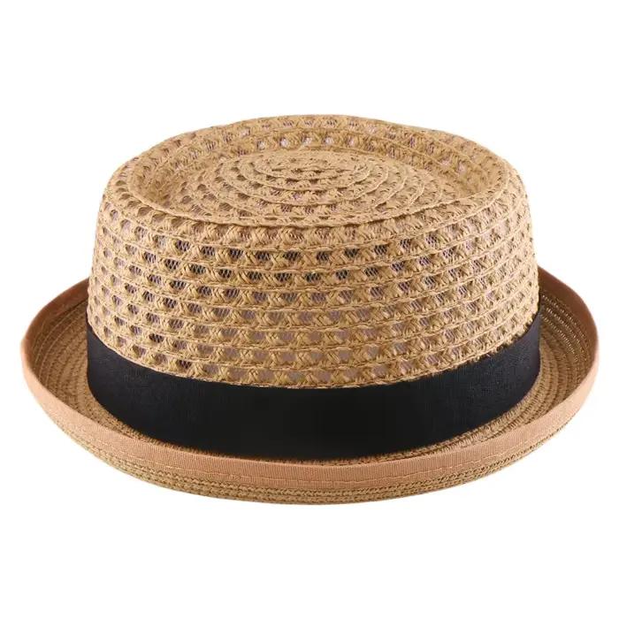 Chapeau d'été en paille unisexe léger et classique avec maille respirante pour homme