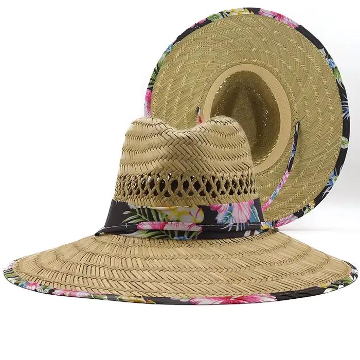 Simple travail manuel femmes hommes paille été plage chapeau de soleil en plein air été large bord Jazz Panama