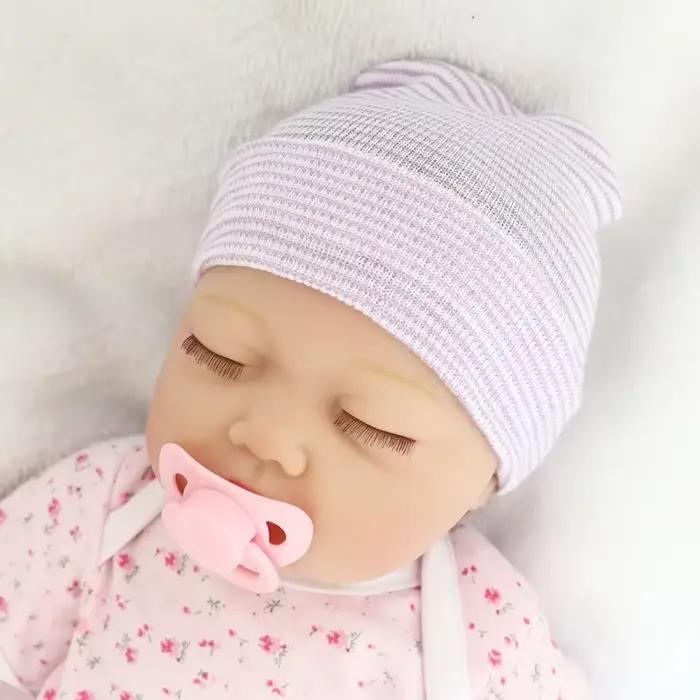 Mignon nouveau-né bébé chapeau infantile fille garçon confortable rayé hôpital casquette hiver chaud enfant en bas âge