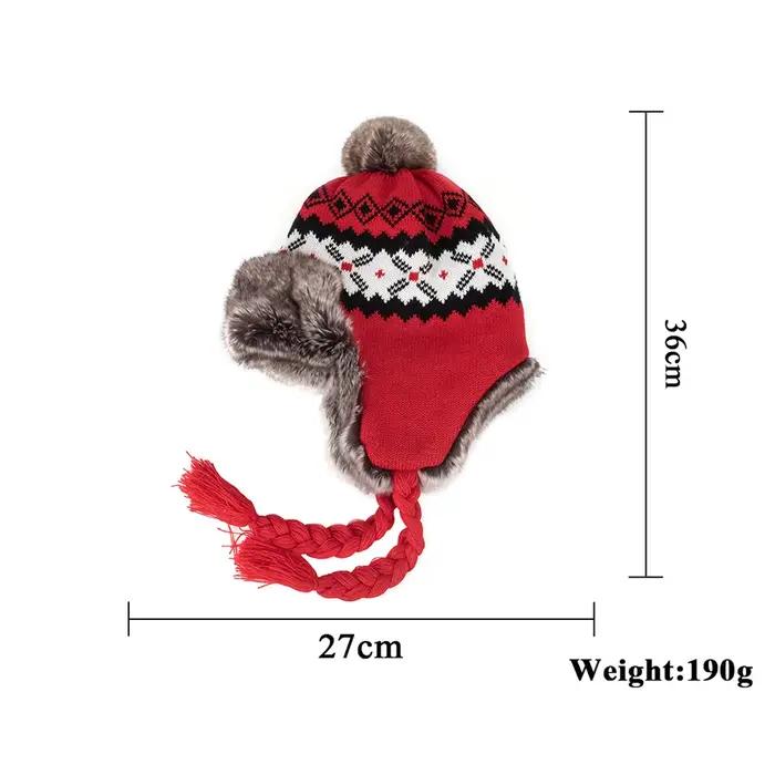 Chapeau d'hiver FS en laine tricotée beige avec pompon en fourrure pour hommes et femmes protection des oreillettes extérieur hiver tricoter bomber帽