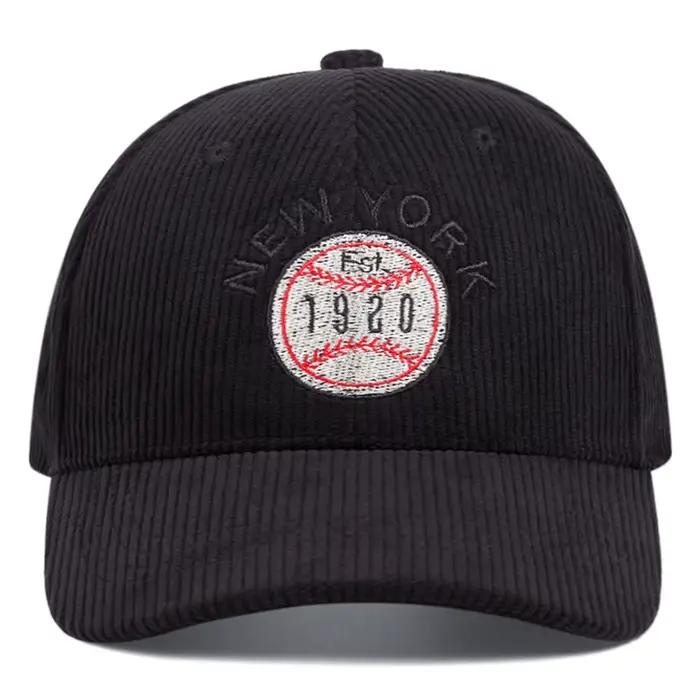 Casquettes de baseball brodées en velours côtelé de New York pour hommes et femmes