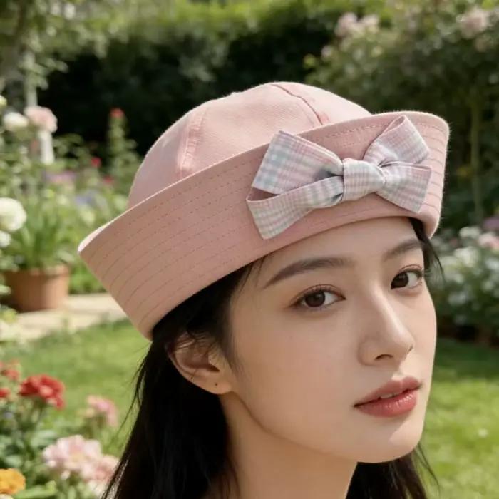Chapeau de marin rose/blanc/bleu pour la plage