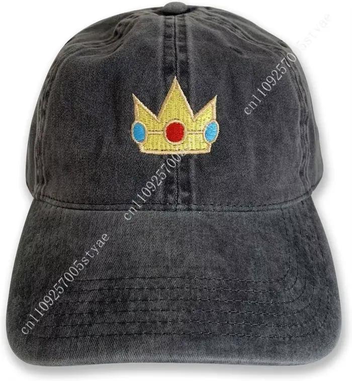 Casquette de princesse Peach pour Halloween, brodée, en coton lavé