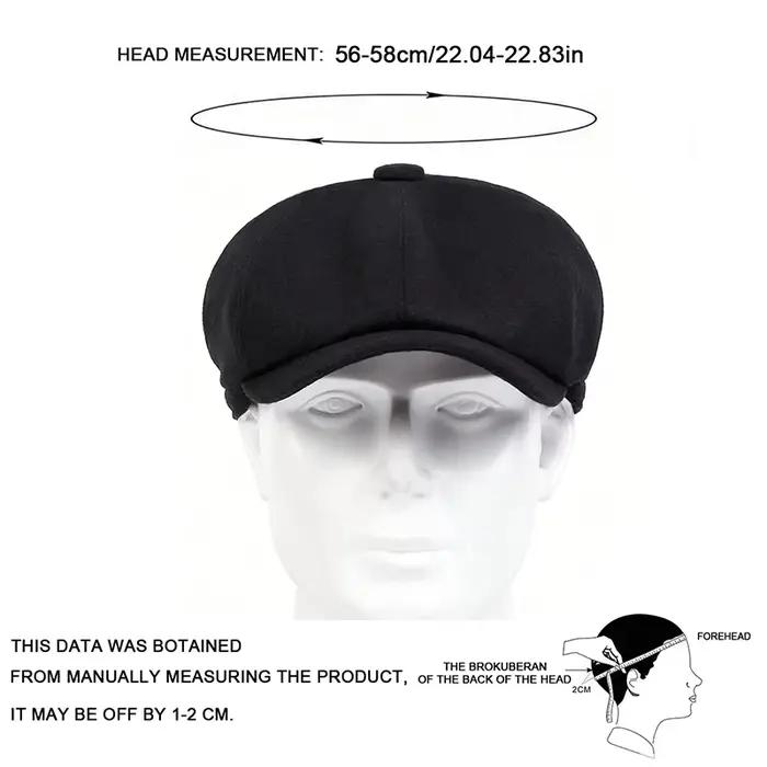 Casquettes Newsboy Rétro en Laine Couleur Unie pour Hommes