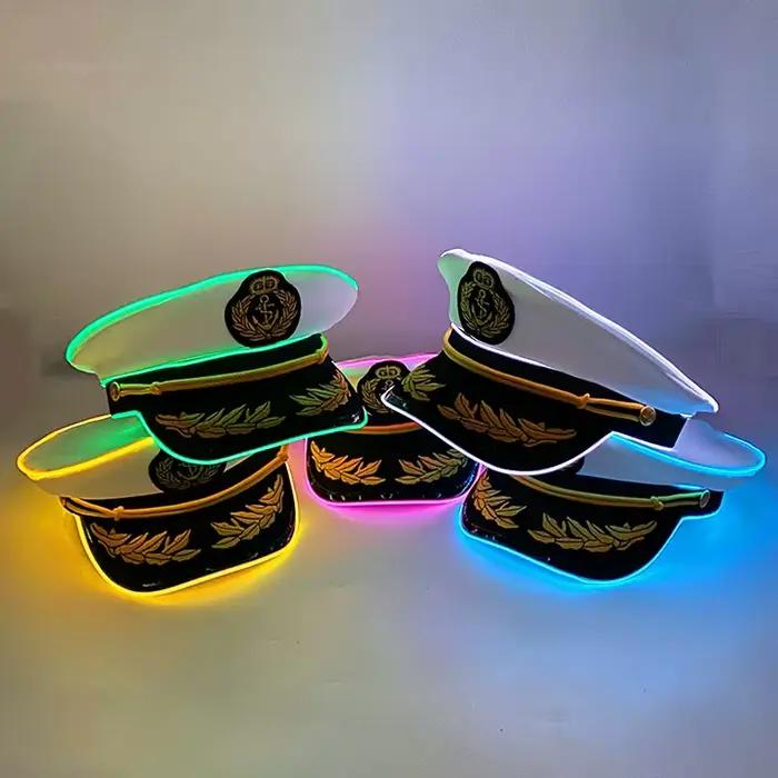 Chapeau Capitaine Yacht Casquette Lumineuse Blanc Marin Hommes Femmes Occasions Spéciales Cosplay Halloween Costume