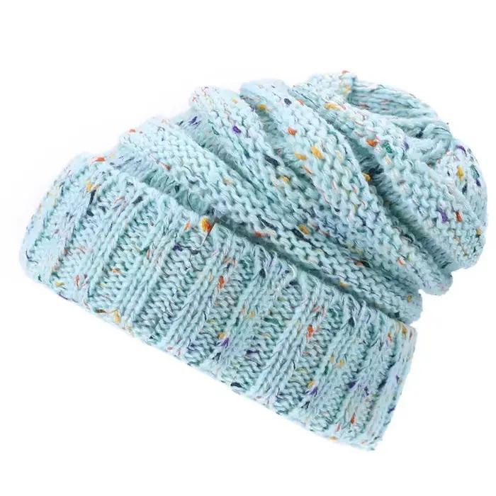 Femmes automne hiver tricoté casquettes mignon chaud vêtements d'extérieur chapeaux bleu noir
