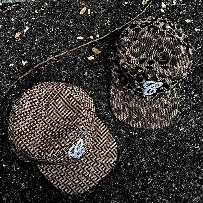 Casquette de Baseball à carreaux imprimé léopard rétro coréen pour femmes
