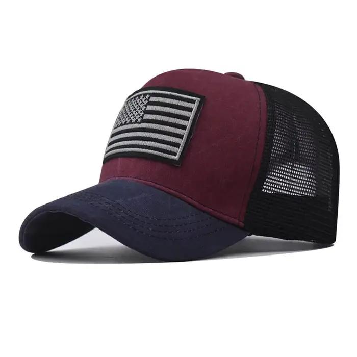 Casquette Snapback Drapeau USA Réglable en Maille Respirante