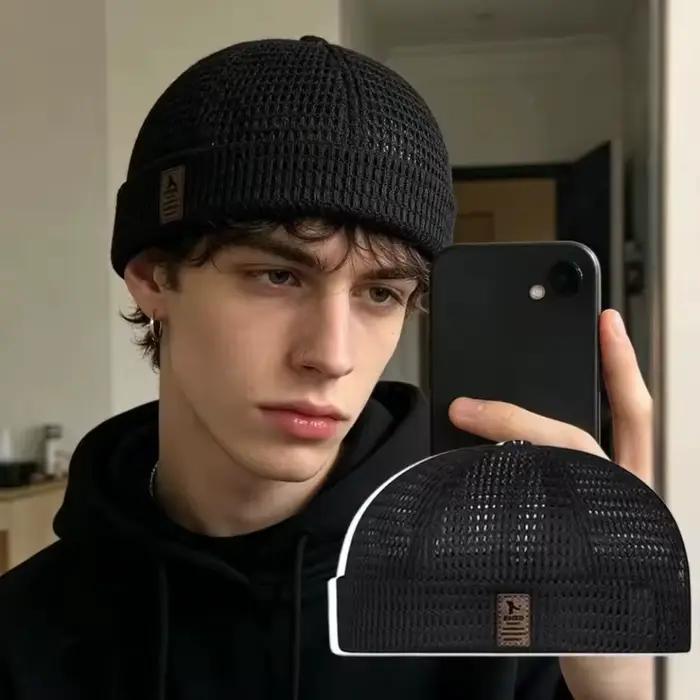 Casquette de cyclisme extérieure d'été en maille respirante style melon streetwear rétro ajustable ultra légère docker pour homme et femmes occasions estivales et activités户外活动夏季透气网眼渔夫帽街拍复古可调节超轻鸭舌帽适合男女各种场合
