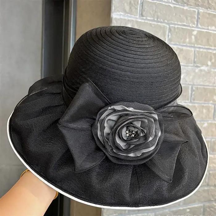 Chapeaux seau à fleurs en maille pour femmes