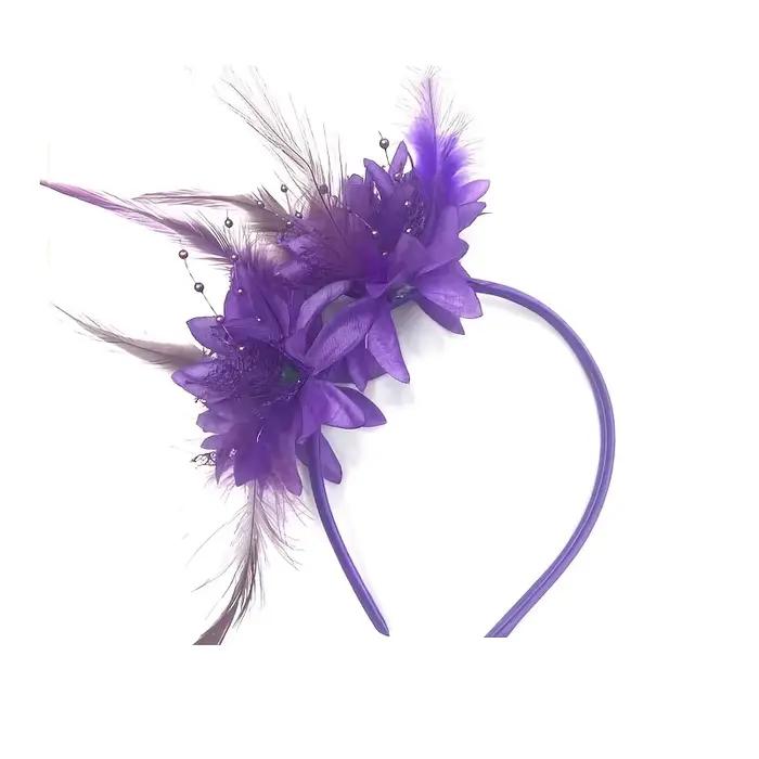 Bandeau à Fleurs en Plumes Accessoire de Cheveux Élégant pour Fête d'Halloween Diadème de Mariée et Chapeau Fascinateur pour Femmes Occasions Spéciales