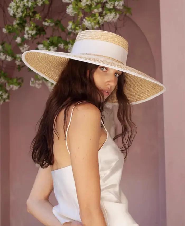 Chapeau de paille d'été français élégant pour femmes
