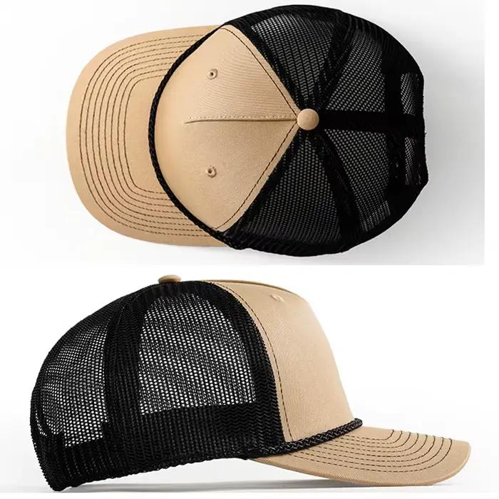 Casquette de baseball en maille à 5 panneaux avec logo personnalisé brodé pour l'extérieur pour femmes