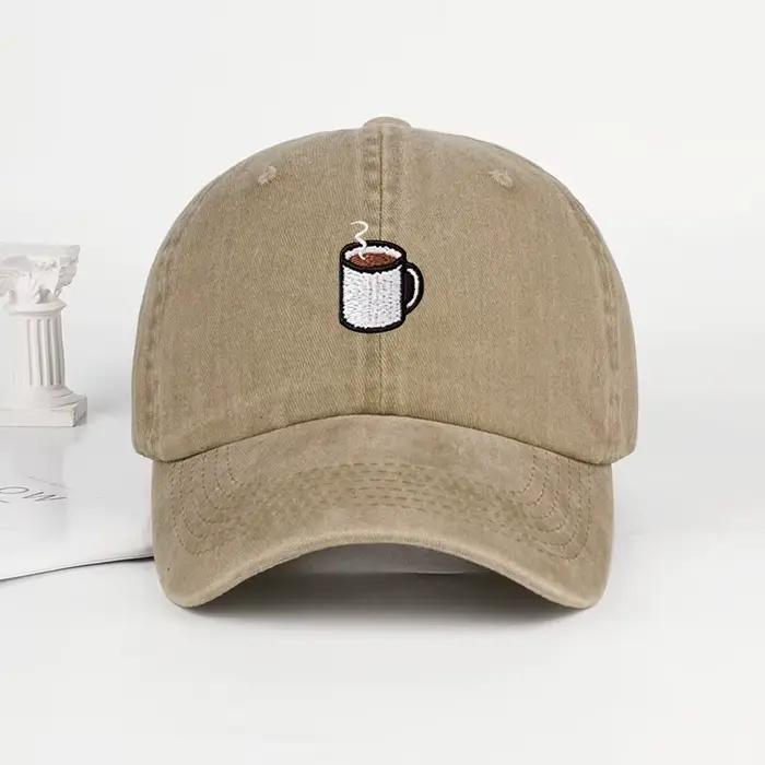 Casquette de baseball brodée avec imprimé tasse de café – Chapeau de soleil unisexe réglable pour les amateurs