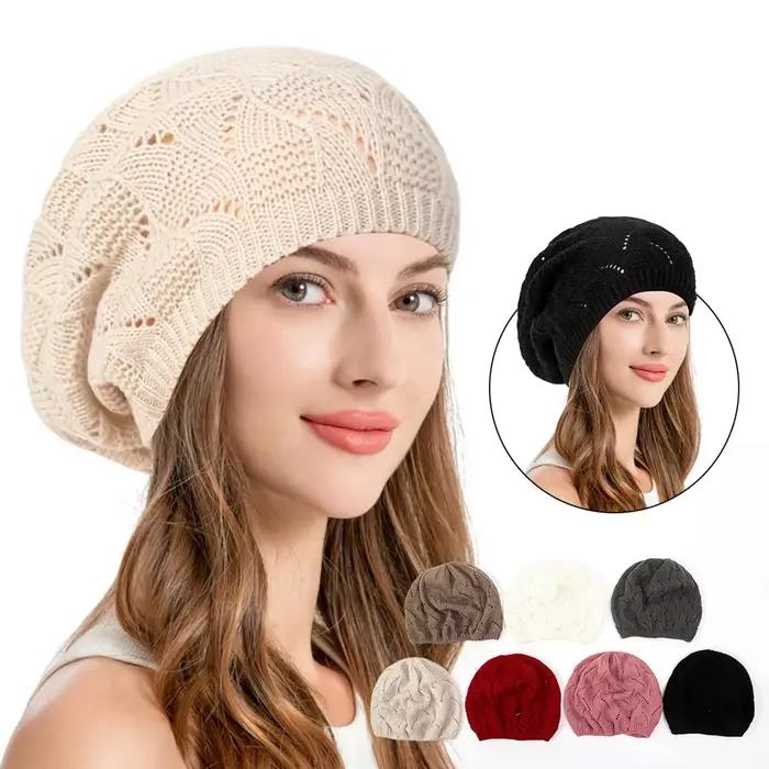 Béret tricoté ajouré pour femme