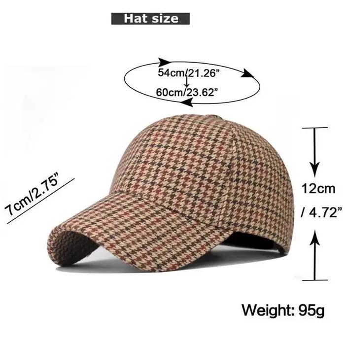 Casquettes de baseball en tissu pied-de-poule marron de la marque FS Luxury pour hommes