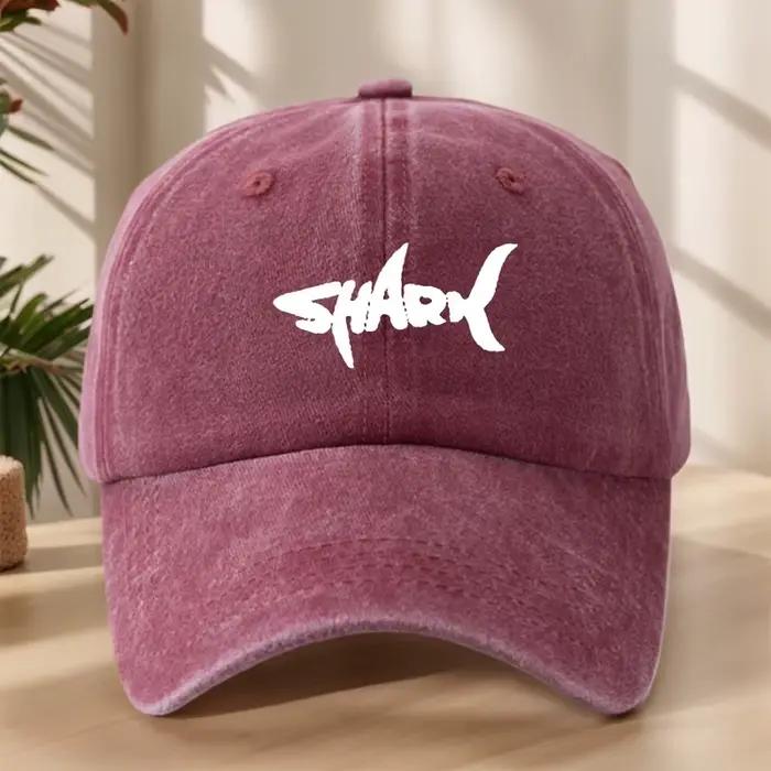 Casquette de baseball à motifs de requin pour hommes avec design rétro lavé adapté au camping en plein air et aux