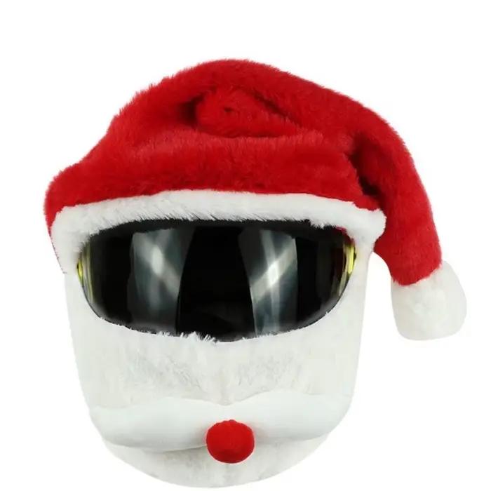 Casque complet design casque de moto chapeau de Noël en peluche dessin animé casque de Noël style américain amusant occassionnel pour adultes occasions spéciales fêtes familiales et amicales