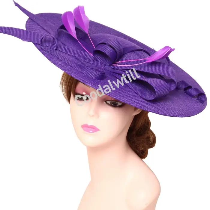 Fascinator Grand Derby Femme Épingles à Cheveux Style Fashion Lin Couleur Solide Polyvalent Occasions Spéciales