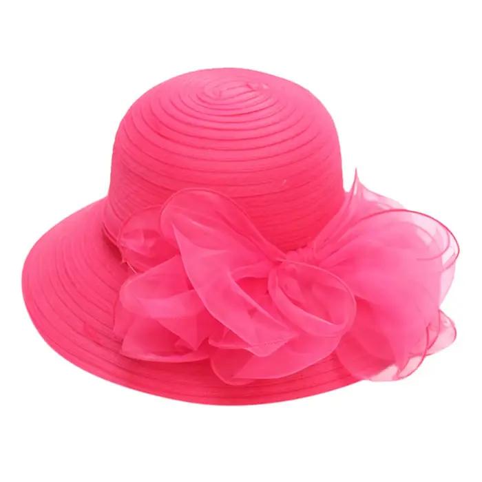 Chapeau de mariage en paille britannique avec nœud papillon pour femmes