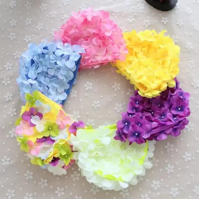 Floral femme pétale rétro bonnet de bain été mode fleur plage chapeau
