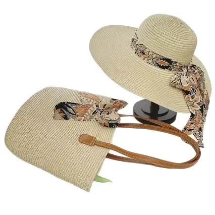 Ensemble chapeau de paille anti-UV et sac fourre-tout