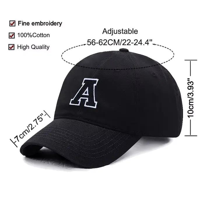 Casquette de Baseball brodée avec lettres initiales A-Z pour hommes et femmes